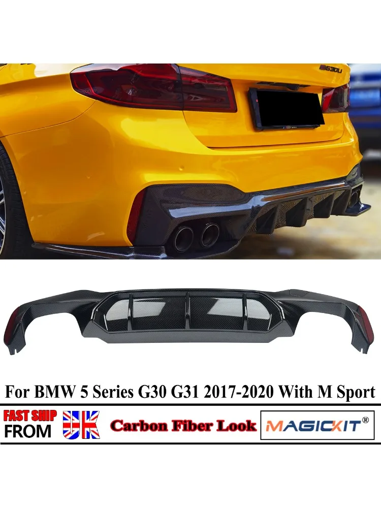 Staart Lagere Lip Diffuser Voor Bmw G30 G31 5 Serie 518d 520i 530i 540i 2017-2020 Voor M5 Stijl Diffuser Spoiler Carbon Look - afbeelding 2