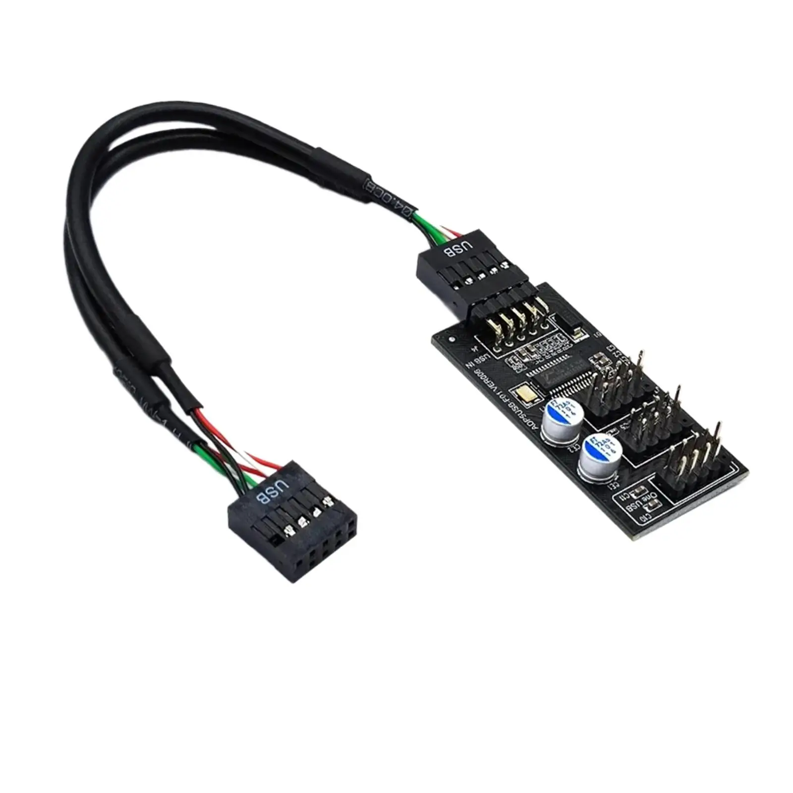 Connector Cable Motherboard USB 2.0 9 Pin Header 1 to 3 Extension Hub 9 Pin USB Hub Converter Cable Cord for Computers RGB