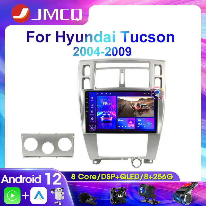 JMCQ 2Din Radio samochodowe dla Hyundai Tucson 2004-2013 Stereo multimedialny odtwarzacz wideo nawigacja GPS jednostka główna Carplay 4G Android 12