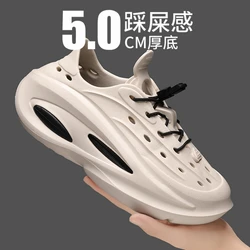 Concise Men's Slip-on EVA Waterproof Sandals Men's Summer Waterproof Shoes Men Outdoor Thick Bottom Slippers Soft Beach Shoes
