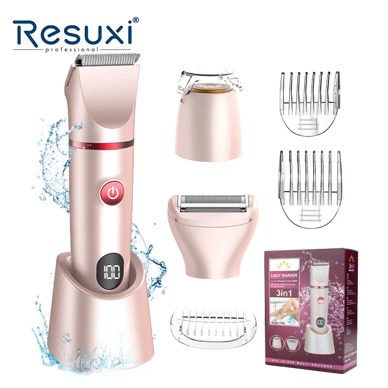 

Новый женский триммер для волос Resuxi 588 3 в 1, набор для ухода за волосами, безболезненная перезаряжаемая водонепроницаемая бритва для тела IPX6, женская электробритва