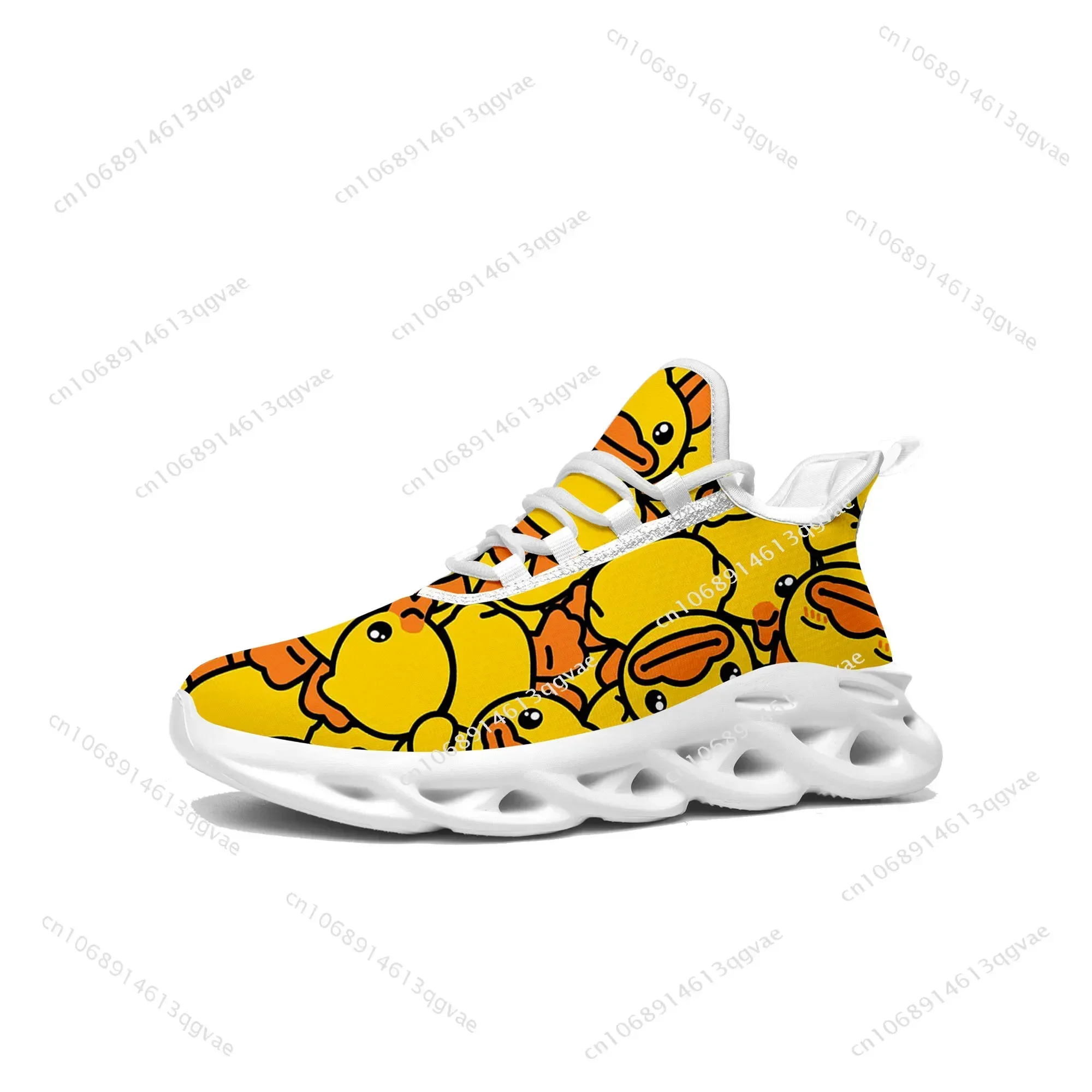 Yellow Duck Printed Flats Sneakers Mens Womens Sports Running High Quality Sneaker Lace Up Mesh Footwear Tailor-made Shoe White