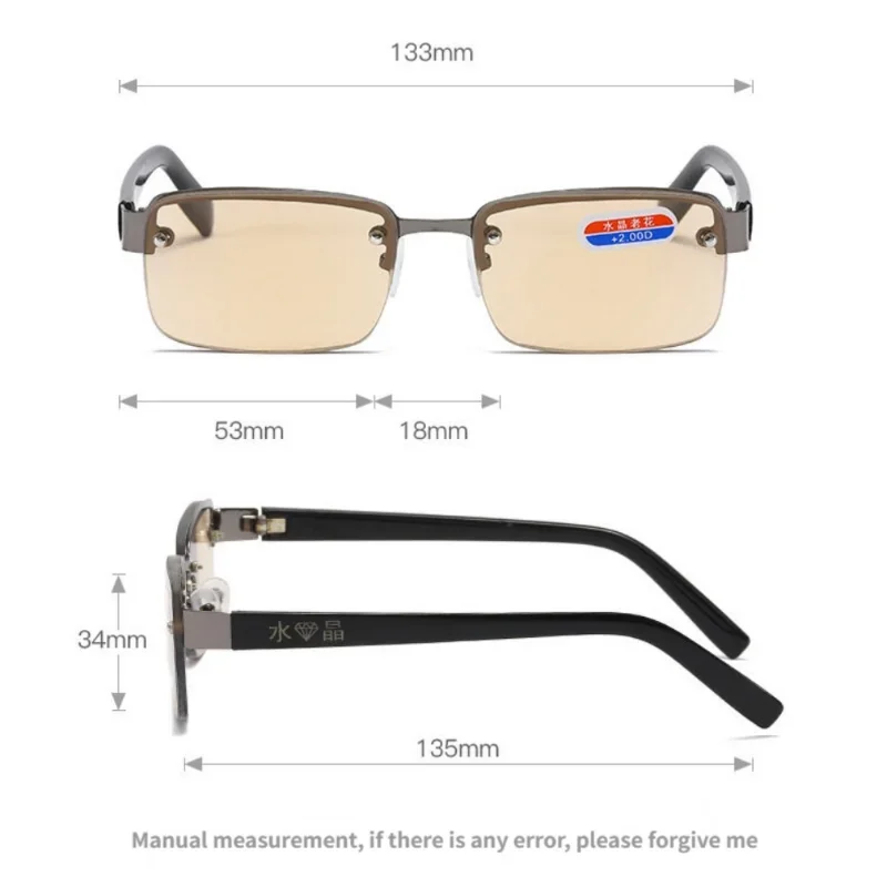 Half-frame Reading Glasses for Men Fashion Prescription Glasses Men\'s Sight Glasses +1.0 +1.5 +2.0 +2.5 +3.0 +3.5 +4.0