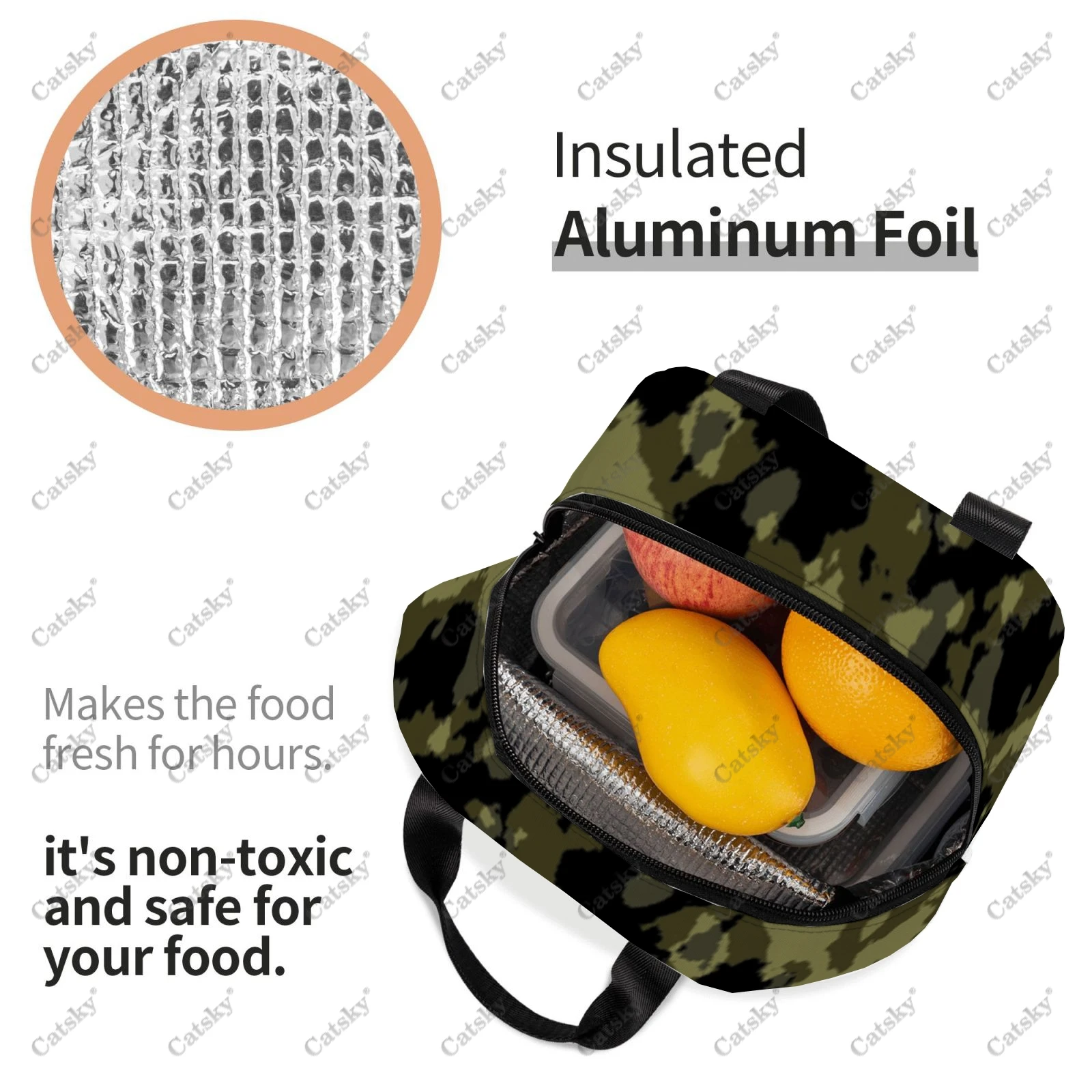 camouflage Portable aluminum foil thickened insulated lunch bag meal bag printed waterproof insulated lunch tote bags