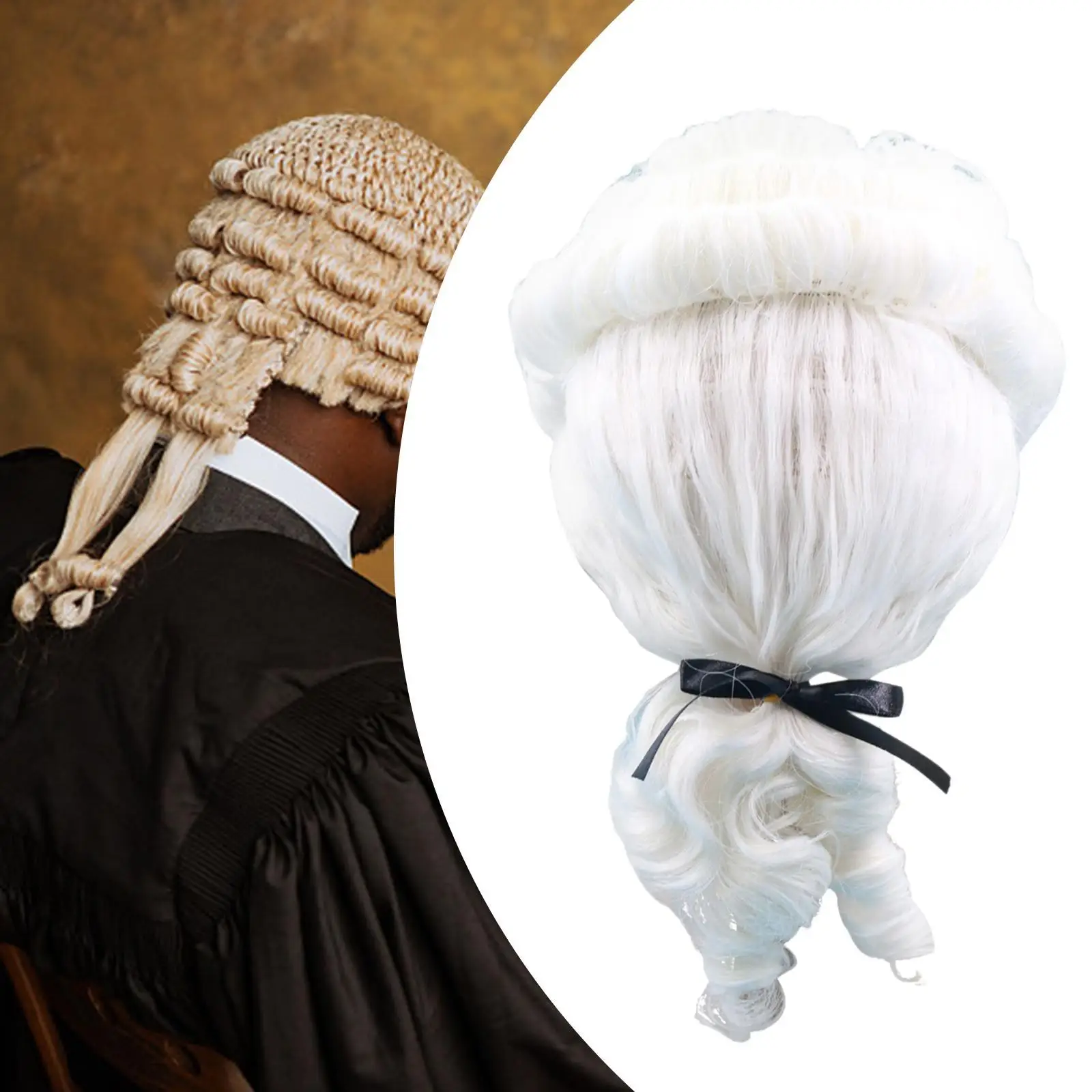 لوازم شعر مستعار استعماري للهالوين، إكسسوار زي للرجال، شعر مستعار للقاضي للحفلات، أداء المسرح، الاستخدام اليومي، حفلات الزفاف، الحفلات