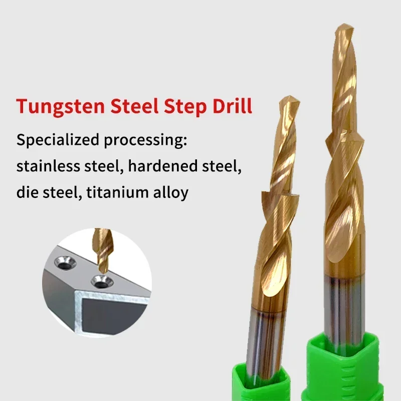 Foret étagé en acier au tungstène, perceuse à deux étapes, résistant à 90, 3mm, 4mm, 6mm, 8mm, 10mm, vis à seau, chanfreinage