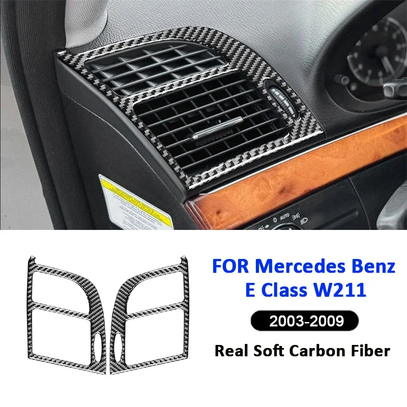 

Carbon Fiber Car Dashboard Panel Left Right Air Outlet Panel Frame Decoration Sticker For Mercedes Benz E Class W211 2003-2009