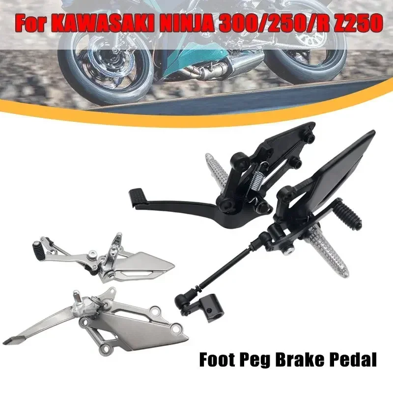 2Pcs Motorcycle Shift Lever Front Foot Peg Bracket Footrest Pedal Left+Right For KAWASAKI VERSYS 250/300 NINJA EX250R Z250