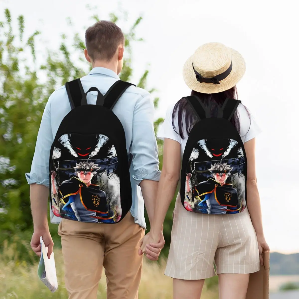 Mochila Black-Clovers para hombre y mujer, morral fresco de lona para estudiantes, senderismo, viaje, aventura, fantasía, Anime oscuro, portátil, al aire libre