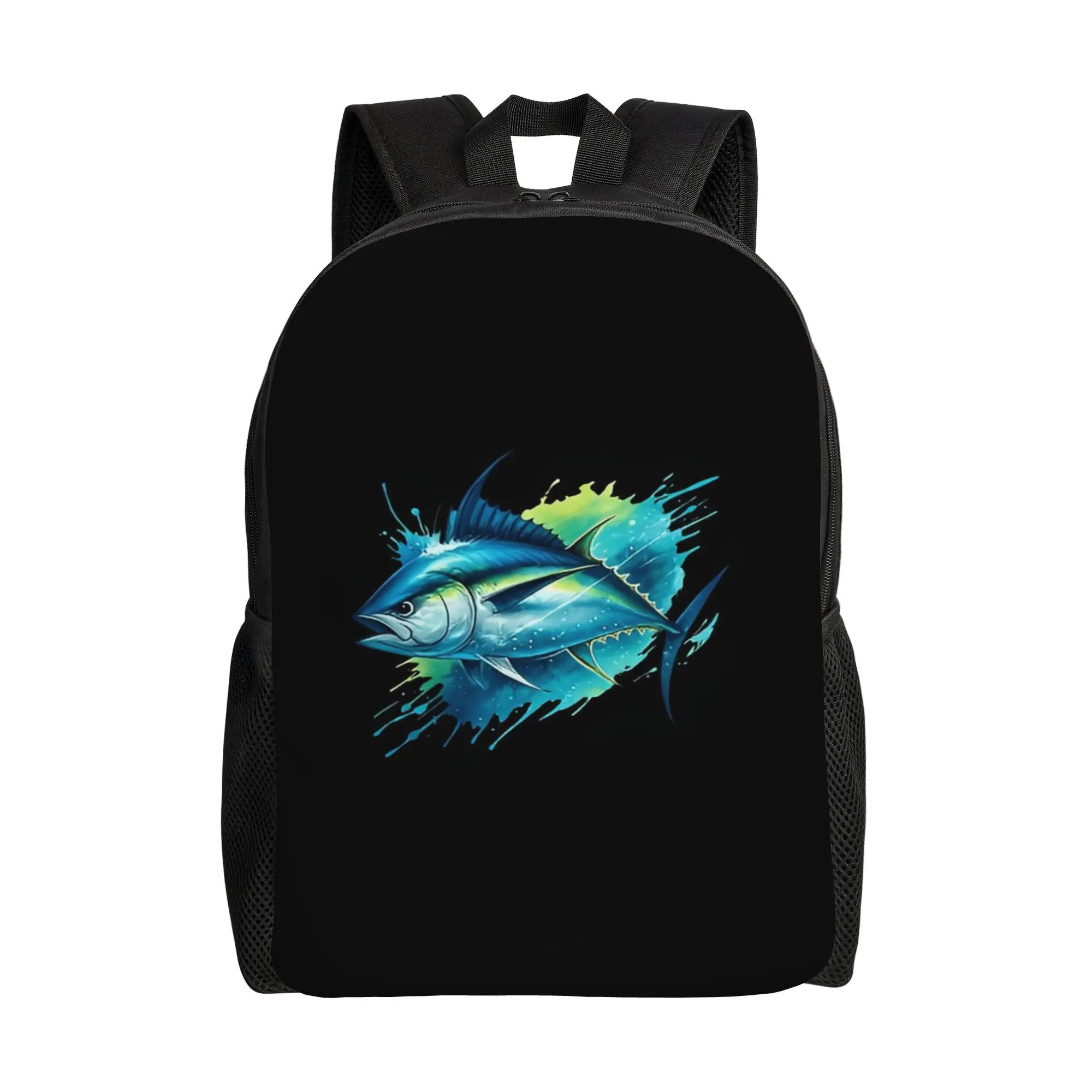 Knapsack Back to school season Vibrant Tuna Splash Art with Ocean Colors and Fishing Energy  Snack Storage Backpack