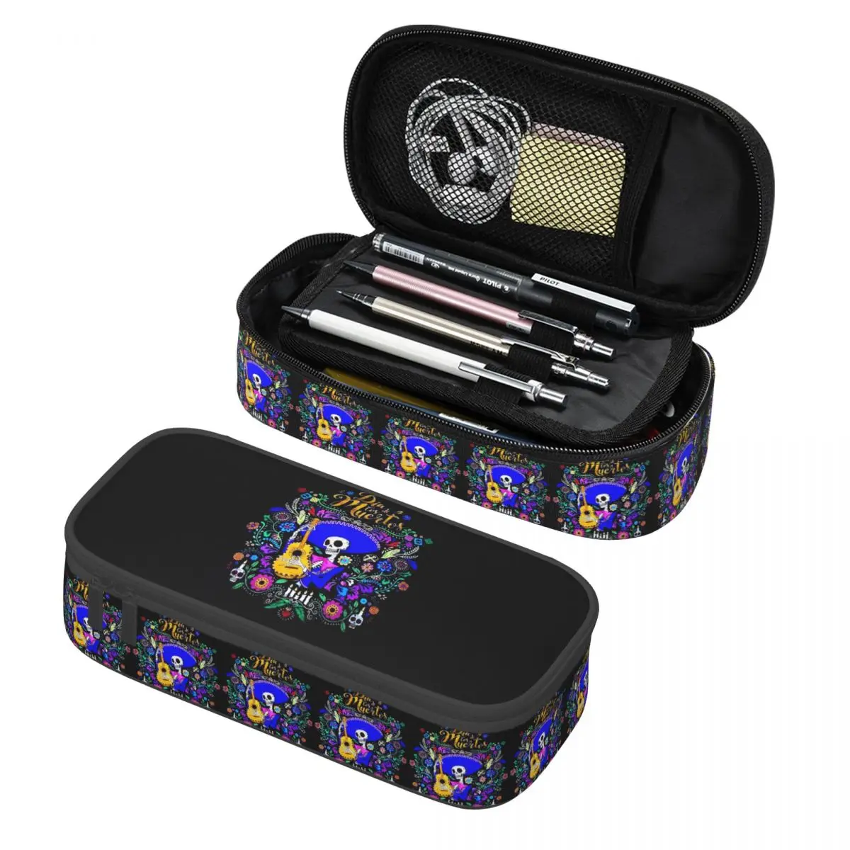 

Sugar Skull Mexican Day Of The Dead Dia De Los Muertos Pencil Case Pen Holder Storage Stationery Supplies Pen Box Pencil Bag