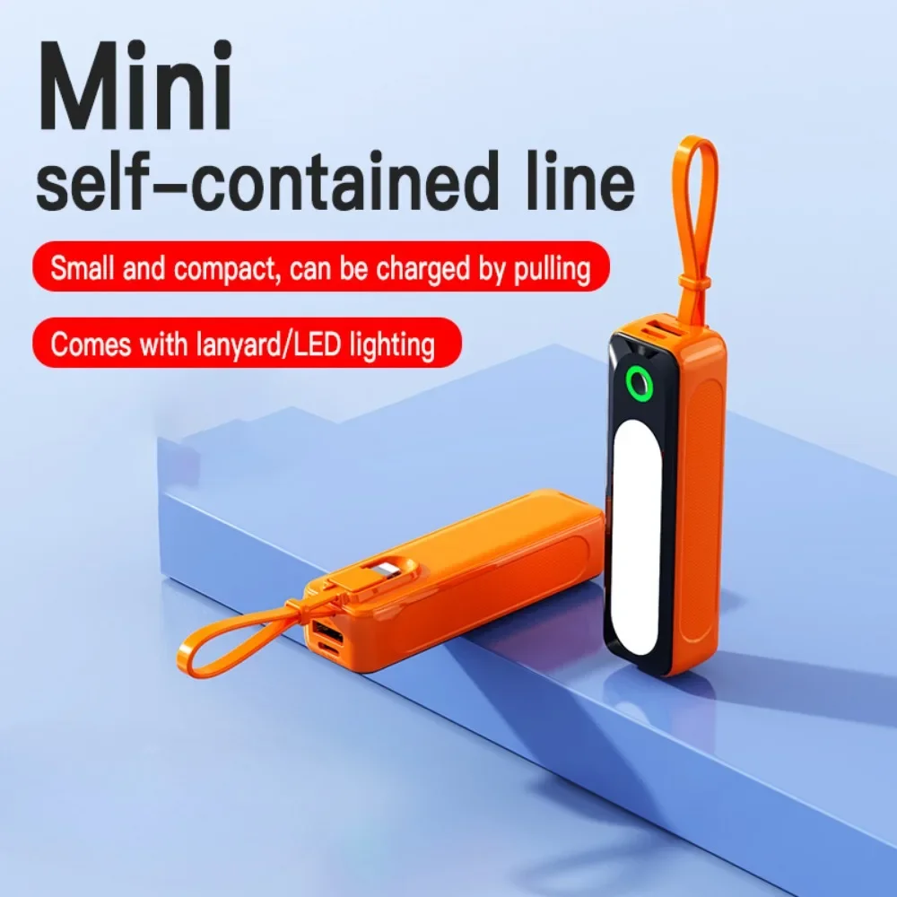 5000mAh Portable Phone Charger PowerBank Phone External Battery Camping Emergency Fast Charging Ribbon Light Mini Power Bank