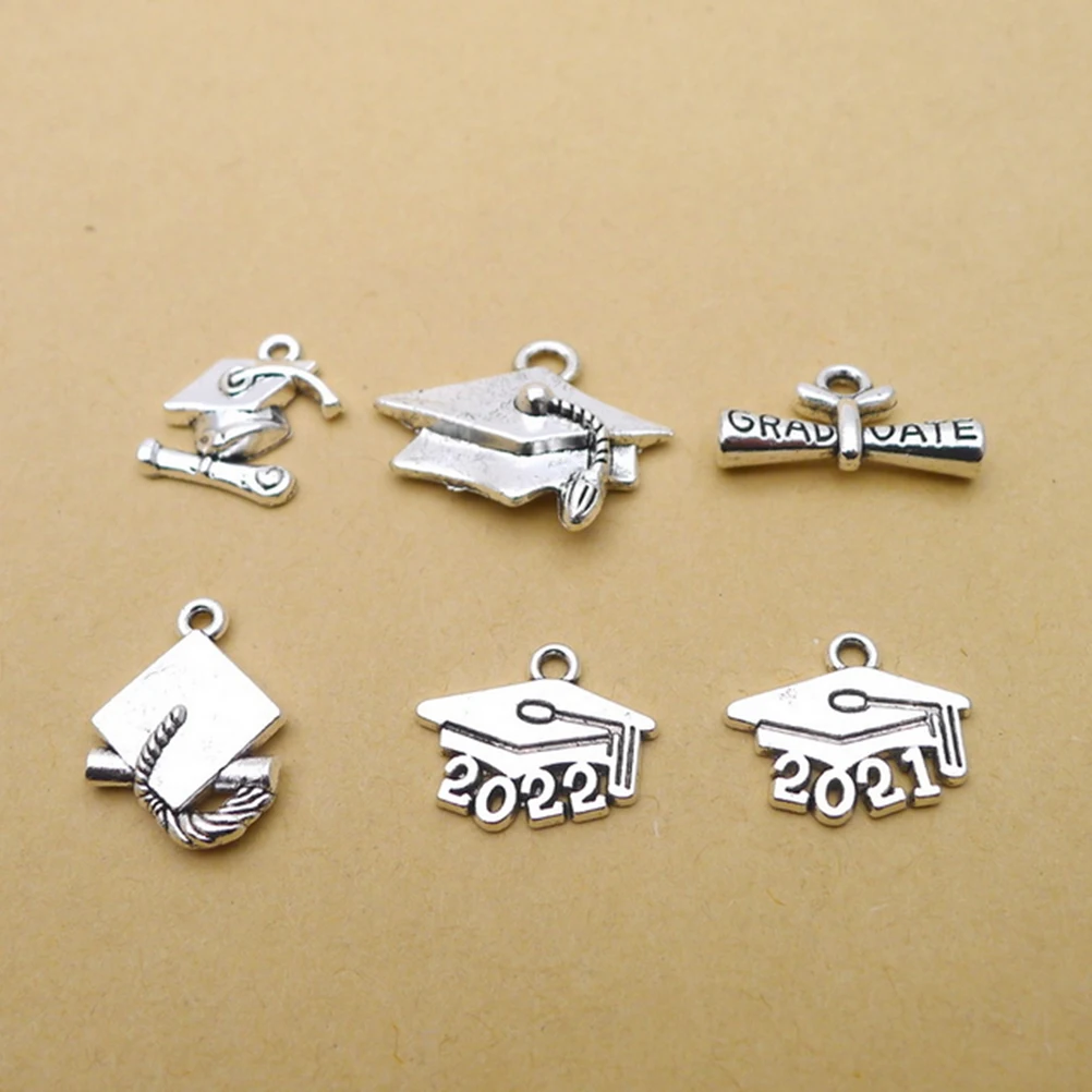 

48 Pcs Doctor Hat Jewelry Accessories Lightweight Alloy Graduation Charms Pendant DIY Decorative Phone Pendant Charm