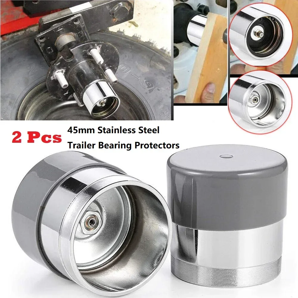 

2Pcs 1.98" Marine Stainless Steel Boat Trailer Bearing Protectors Lug Hubs Grease Cap Protective Grease Bra Fits Most 4 & 5 Bolt