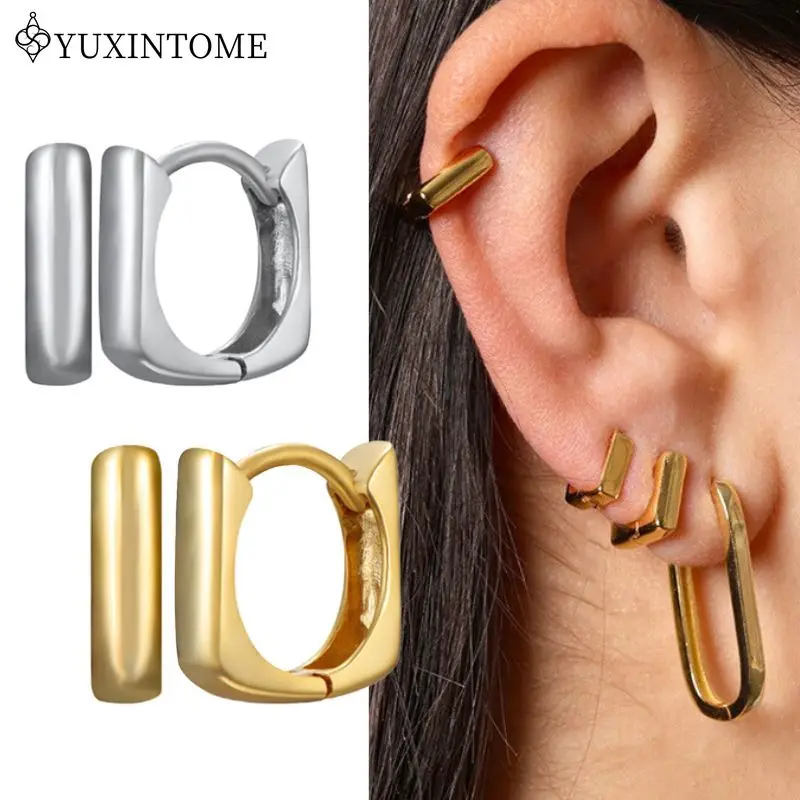 

925 Silver Needle Geometric Square Hoop Earrings For Women Minimalist Huggie Earrings Fashion Party Jewelry Gifts