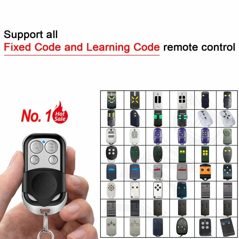 Imagem -03 - Controlo a Distância do Abridor da Porta da Garagem Código Fixo Roger Tx1 M80 H80 Tx10 Tx22 E80 Tx52r Tx54r 433mhz Clone 100