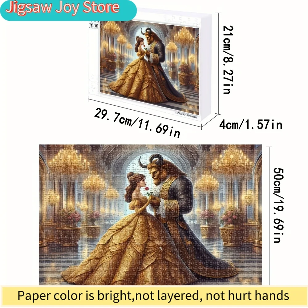 Rompecabezas de La Bella y la Bestia de Disney |   Rompecabezas de Madera Vintage de María y la Bestia, Colores Vibrantes, para Hogar, Oficina o Cafetería