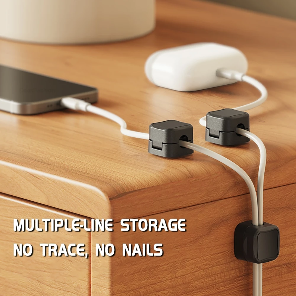 1/6/12pcs Magnetic Cable Clip Cable Holder Adhesive Wire Keeper Cord Cable Organizer Winder For Under Desk Management Clip view 4