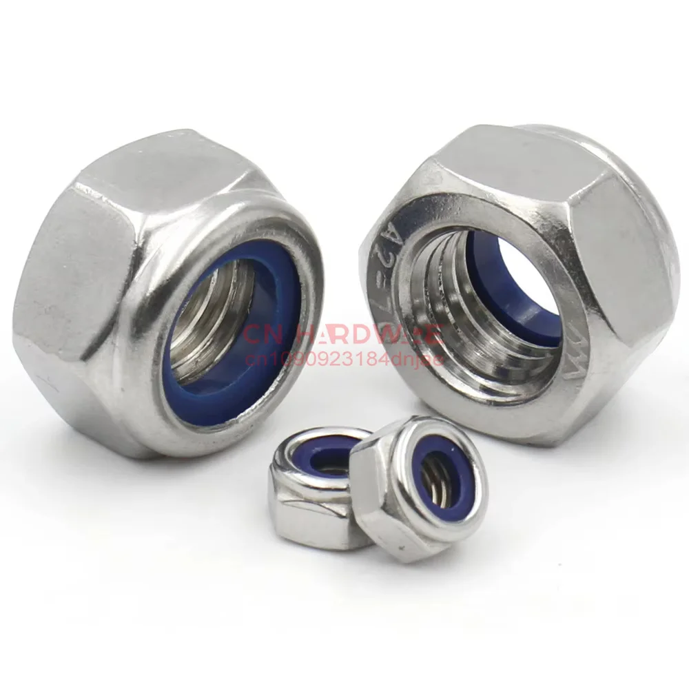 1~50pcs DIN985 M2 M2.5 M3 M4 M5 M6 M7 M8 M10 M12 Stainless 304 or Steel Hex Nylon Self-locking Nuts Locknut Slip Insert Lock Nut