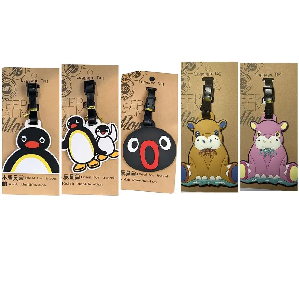 

Kawaii Silicone Travel Luggage Tag Portable Reusable Bag Suitcase Labels Cartoon Animal Penguin Hippo Suitcase ID Address Holder