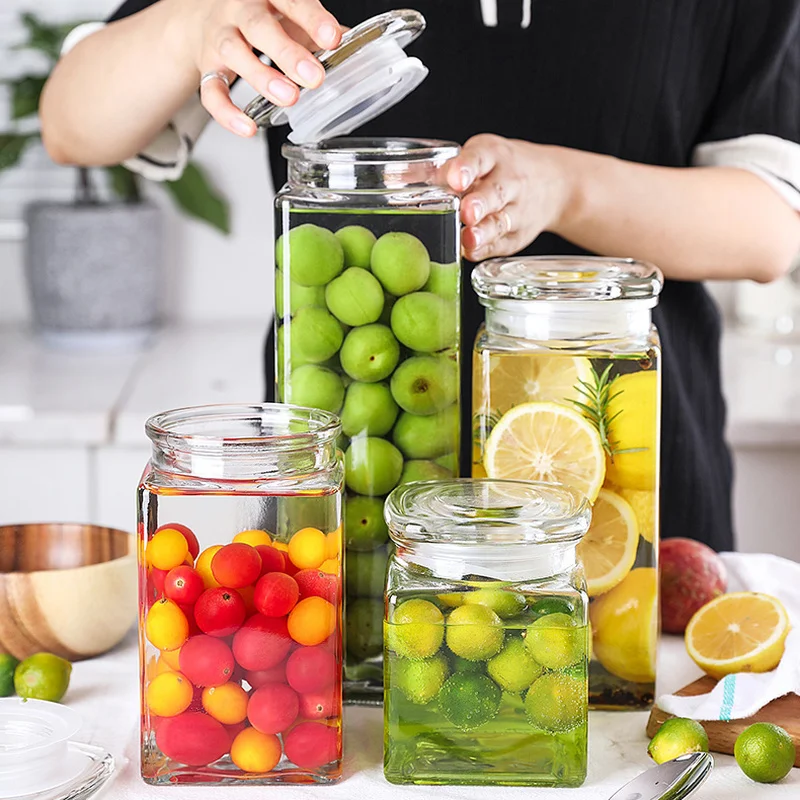 หัวใจโปร่งใสแก้ว Jar ห้องครัวร้านขายของชำขวดในครัวเรือน Jam Honey Jar ปิดผนึกขวดแก้วของขวัญ