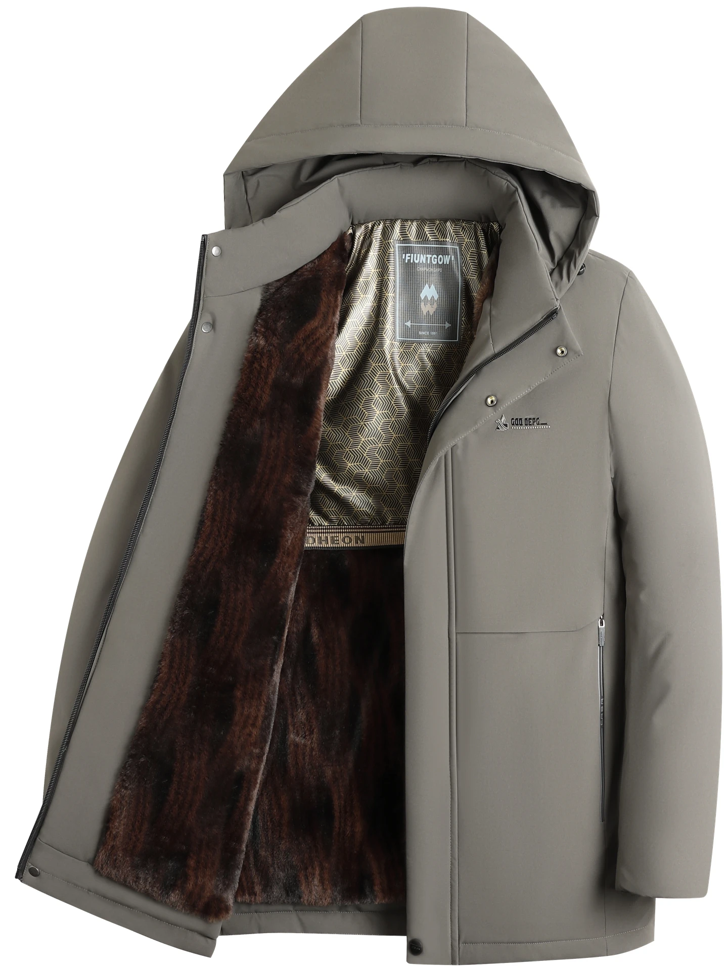 

Men's Winter Jaet Thiened Fce Lined Cotton Coat Warm Upperwear for Middle-Aged And ly People Casual Sle Long Sl...