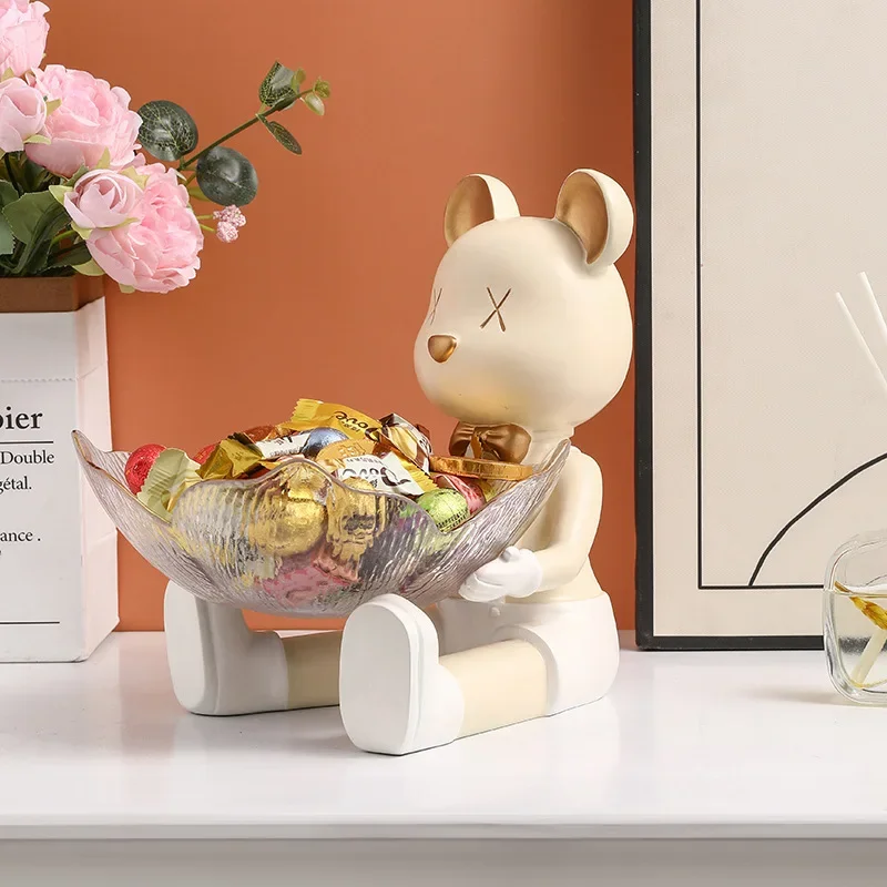 

French milk white violent bear fruit plate storage ornaments living room entrance dining table TV cabinet home decorations