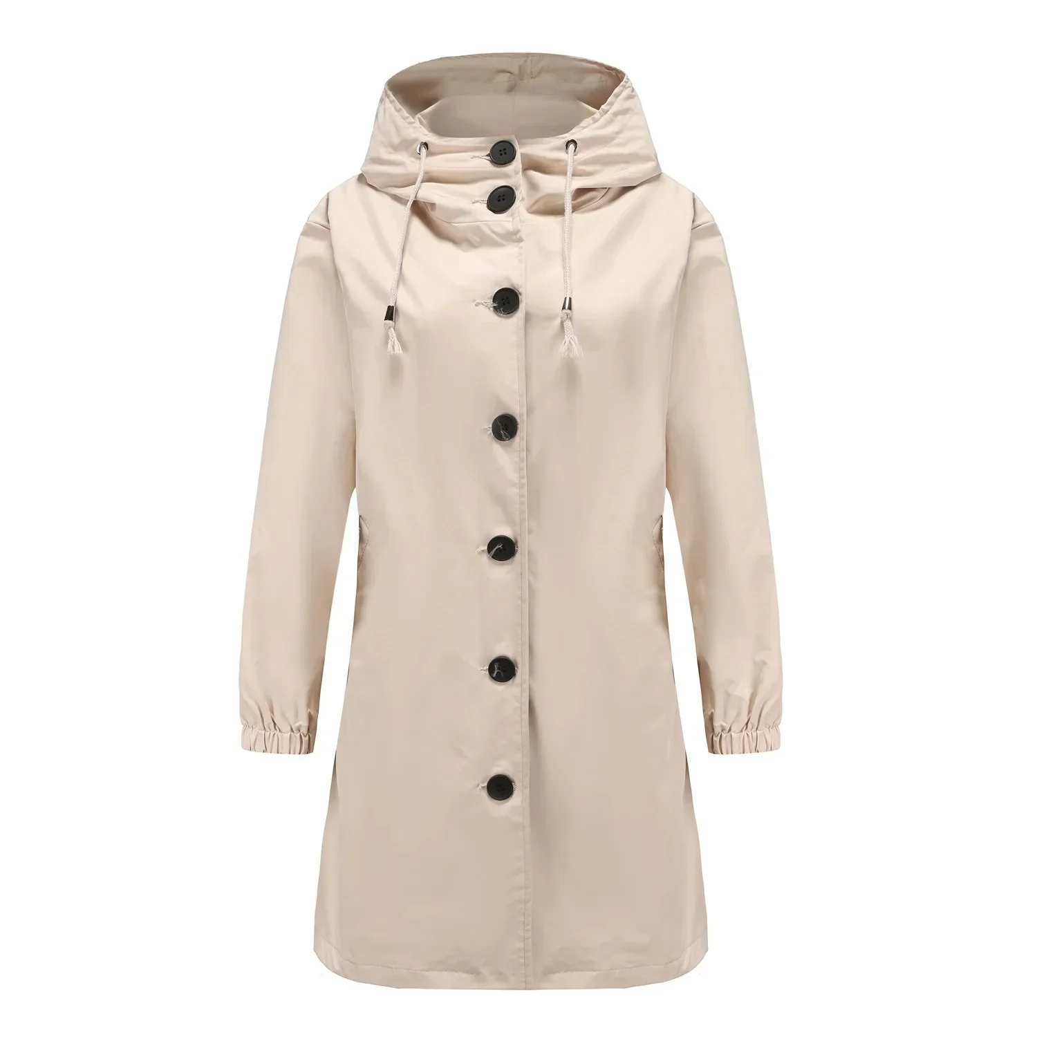 Spring Coat Women Trench Hooded Zipper Mid Length Coats Y2k Streetwear Straight Jackets Casual Loose Solid Elegant Jacket Autumn