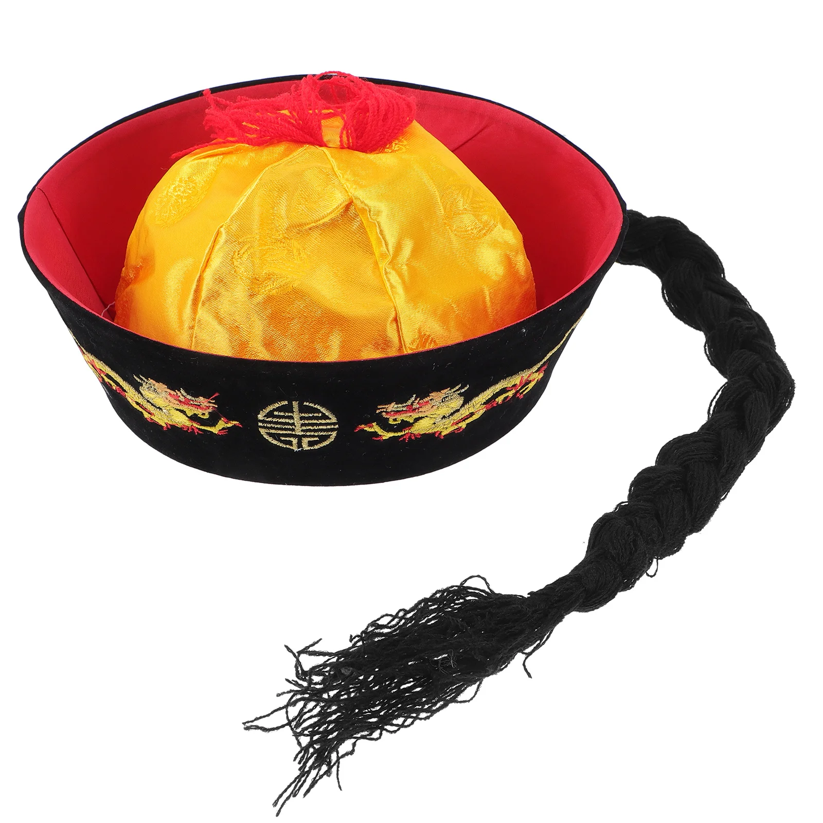 

Braids Hat Asian Ancient Qing Style Cosplay Hat Prop Chinese Style Braids Traditional Costume Party Festival Performance