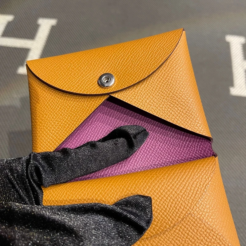 Leather Coin Key Document Wallet Practical Hard Cover Bullhide Purple Sea Anemone Splicing Wallet for Men And Women