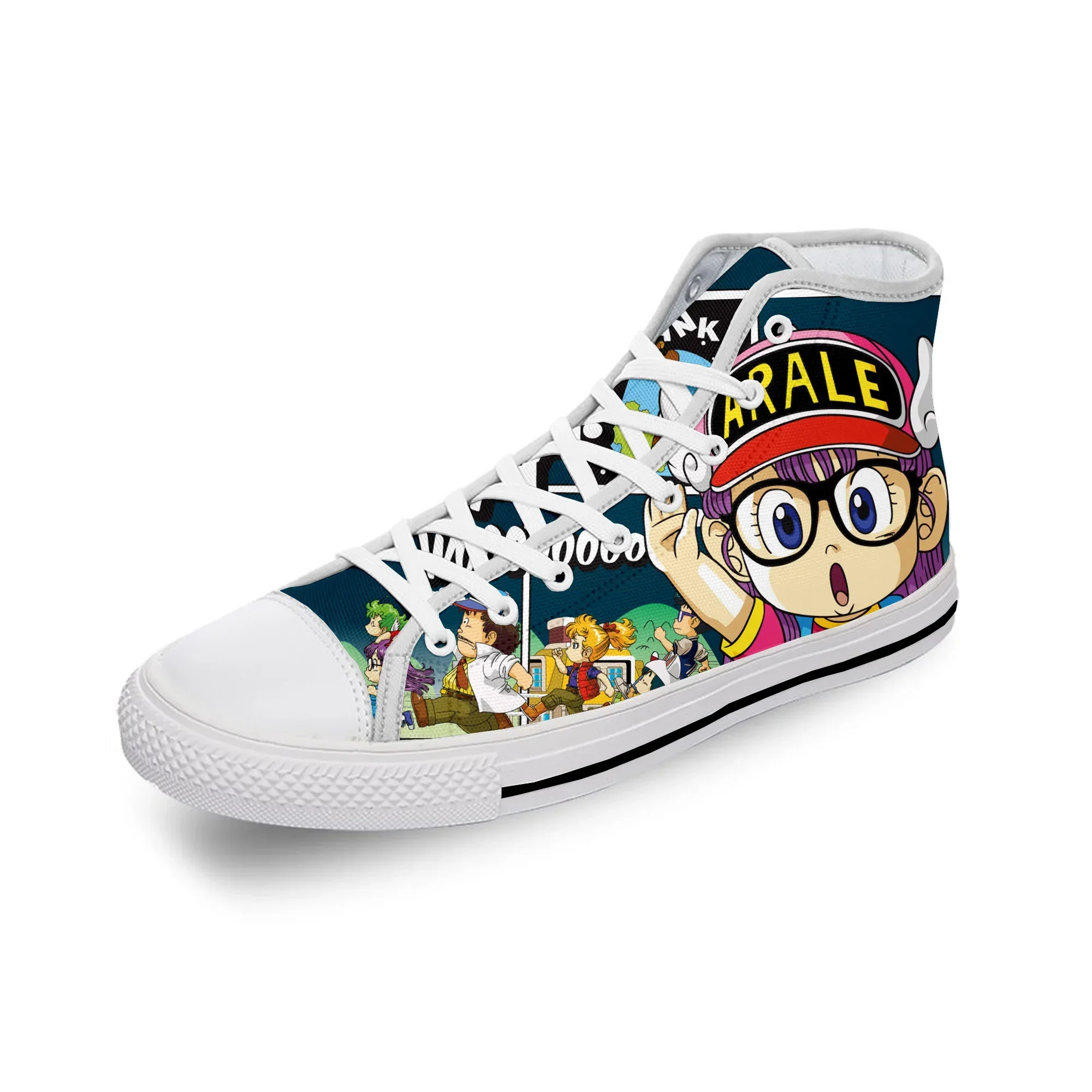 

Японские аниме-мультфильмы Arale Dr. Slump: повседневные кеды с 3D-принтом, высокие, из дышащего холста, модные кроссовки для мужчин и женщин