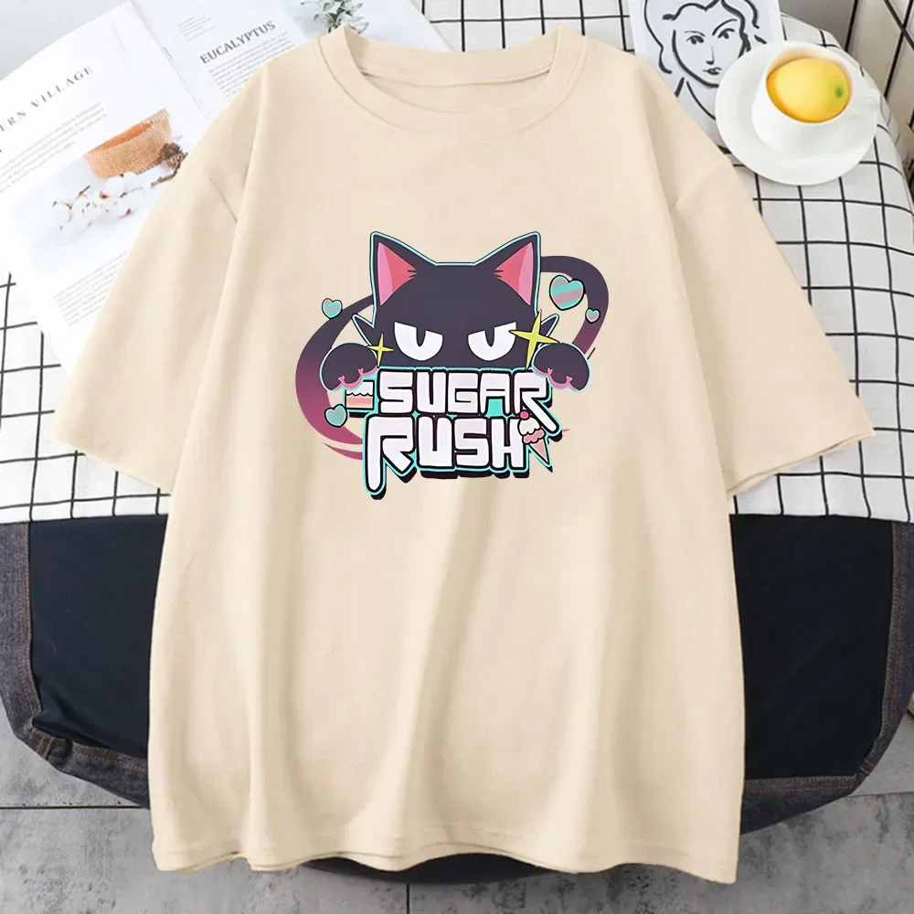 Sugar Rush Blue Archive T-shirts Game Anime Cartoon Graphic Tee-shirt Short Sleeve Cotton Comfortable Shirt Printing Tees Summer