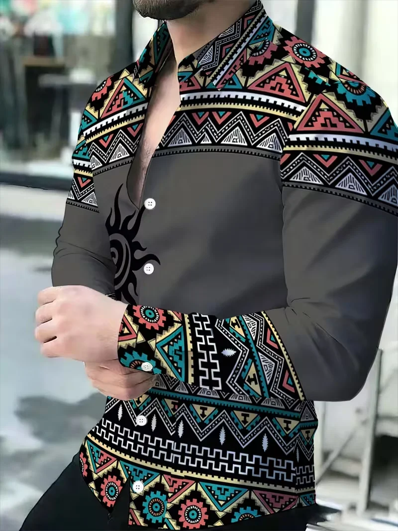 New Wine Red Gilded Purple Gemstone Pattern 3D Printed Long Sleeve Shirt for Palace Luxury Men's Shirt