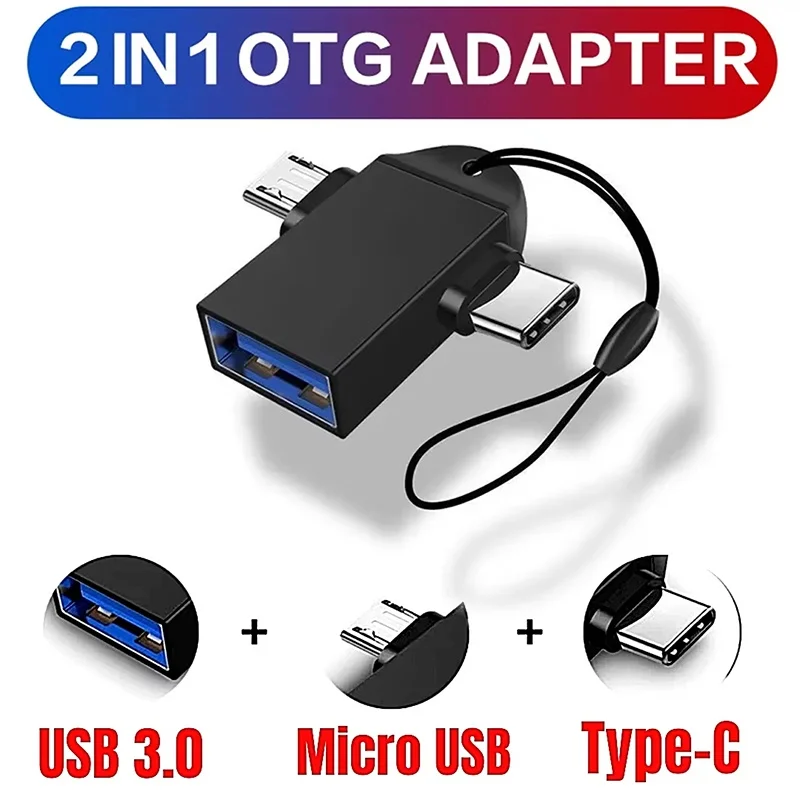 2 In 1 Type-C Micro USB OTG Multi-Function Adapter USB 3.0 Data Transmit Converters For PC Laptop Tablet Hard Disk Drive MacBook