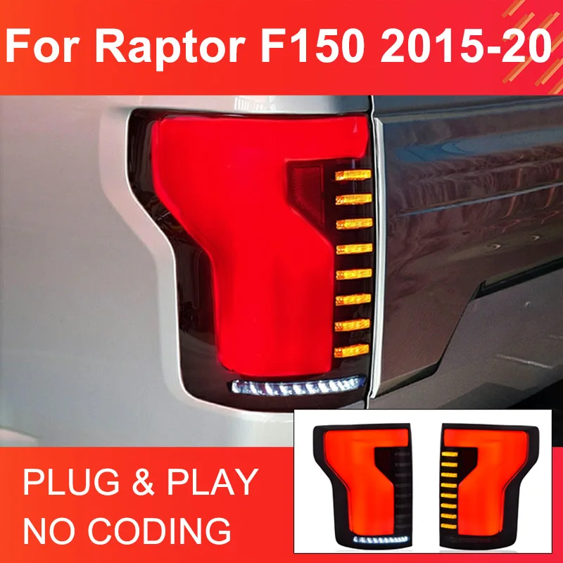 

1 Pair LED Tail Lights Assembly for Ford Raptor F150 2015-2020 Taillights Plug and Play LED Dynamic Turning Rear Tail Lamps