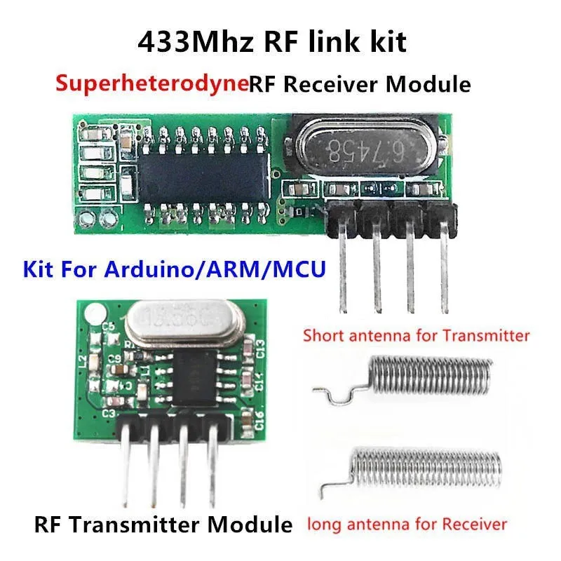 

RF Transmitter and Receiver Superheterodyne UHF ASK Remote Control Module Kit Smart Low Power For Arduino/ARM/MCU