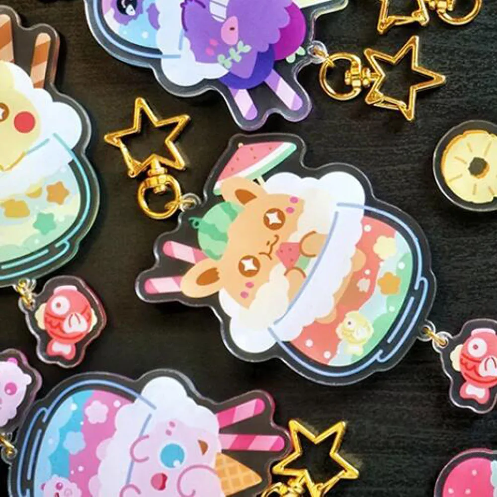 Portachiavi in acrilico per Pokemon Snorlax Gengar Ditto Eevee Magikarp Jirachi Rowlet Jigglypuff Piplup Bag Ciondolo Portachiavi in acrilico