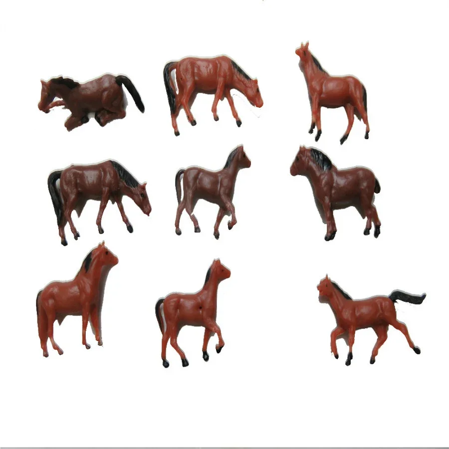 50pcs/lot scale Model Train Building Layout Painted Animal Figures 1/150 1/87 ho scale farm Horse New