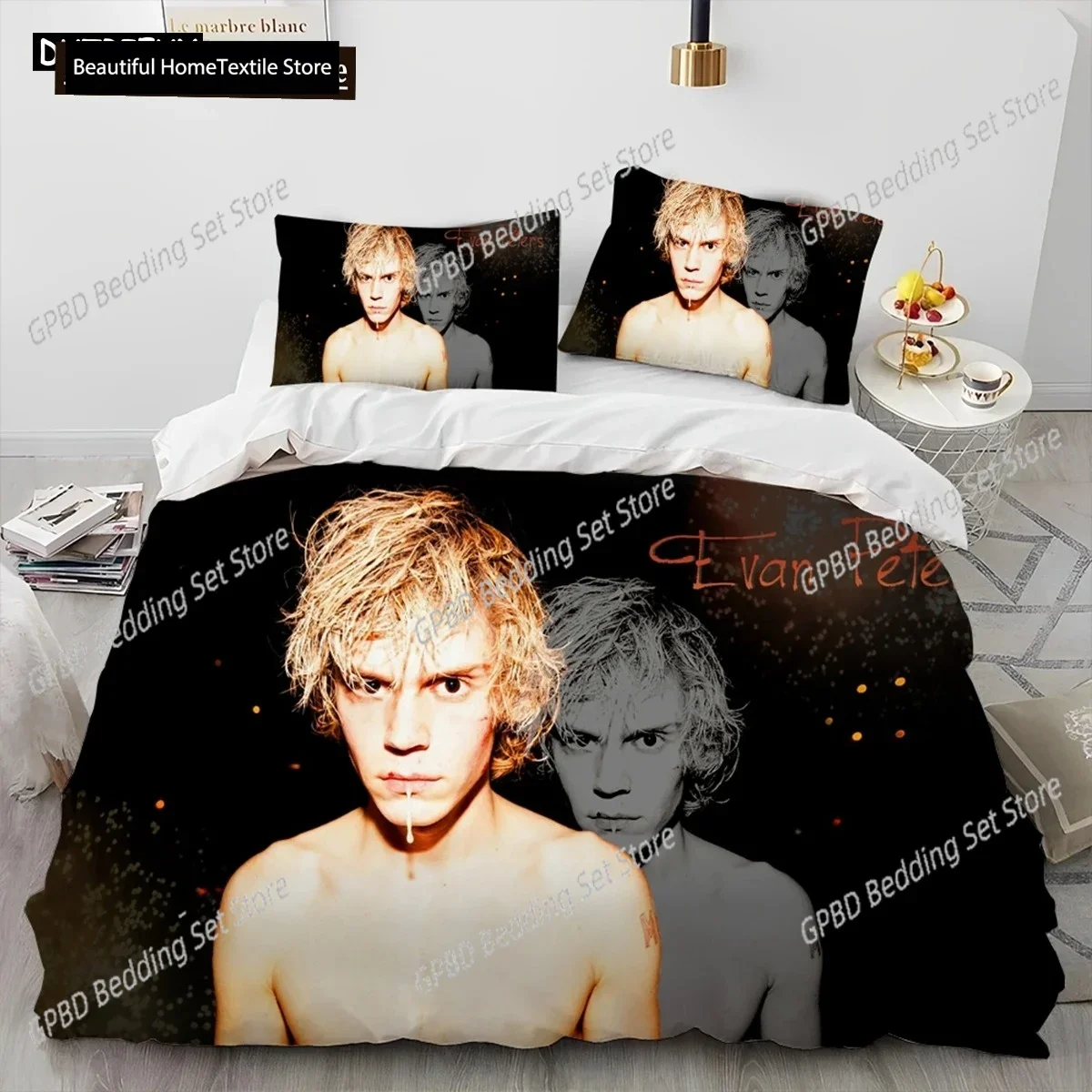

Cute Evan Peters Movie TV Actor Comforter Bedding Set,Duvet Cover Bed Set Quilt Cover Pillowcase,king Queen Size Bedding Set