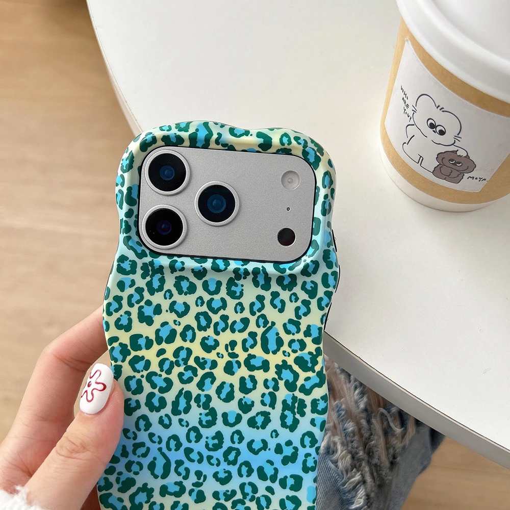 Modische 2-in-1-Handyhülle mit Leopardenmuster für iPhone 13 14 15 16 17 18 Pro Max, Wellenkanten, angenehme Haptik, harte, schlanke Rückseite – Detail 8