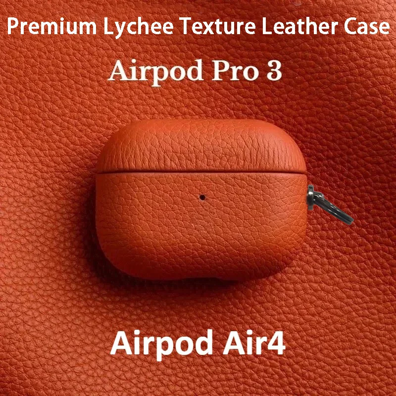 High End Business Bluetooth Earphone Case For Apple AirPods/2/3/4/5 Pro3/2 Retro Genuine Leather Litchi Texture Protection Cover