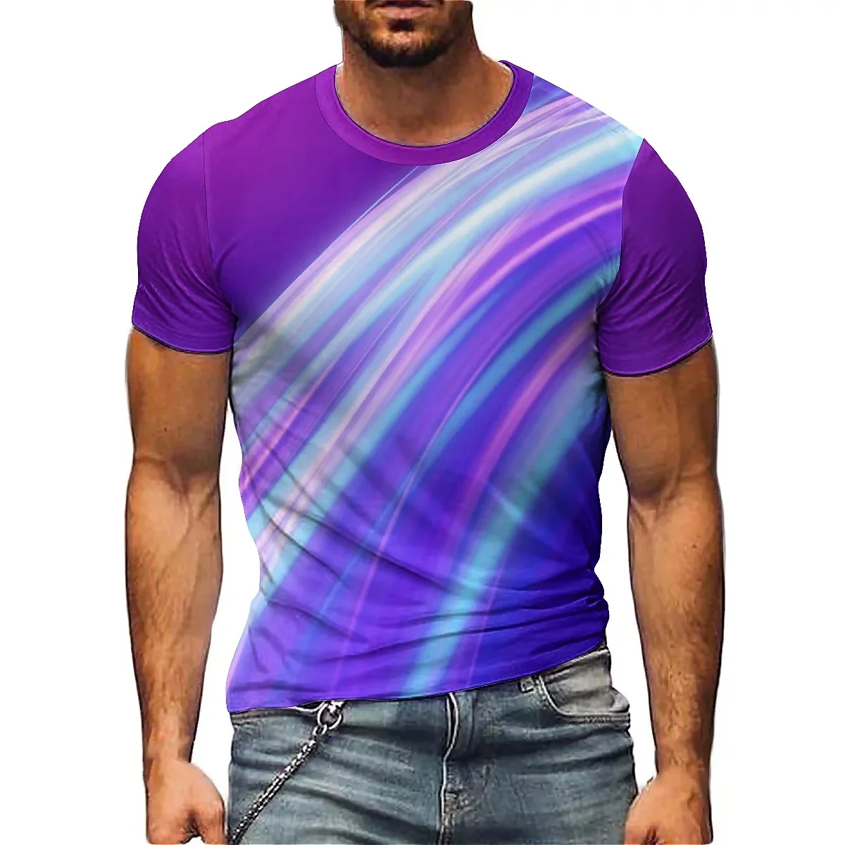 

Novelty and Funny Men's 3D Print Short-sleeved T-shirt, Soft and Comfortable Fabric, Unisex Printed Short-sleeved Pullover Crew