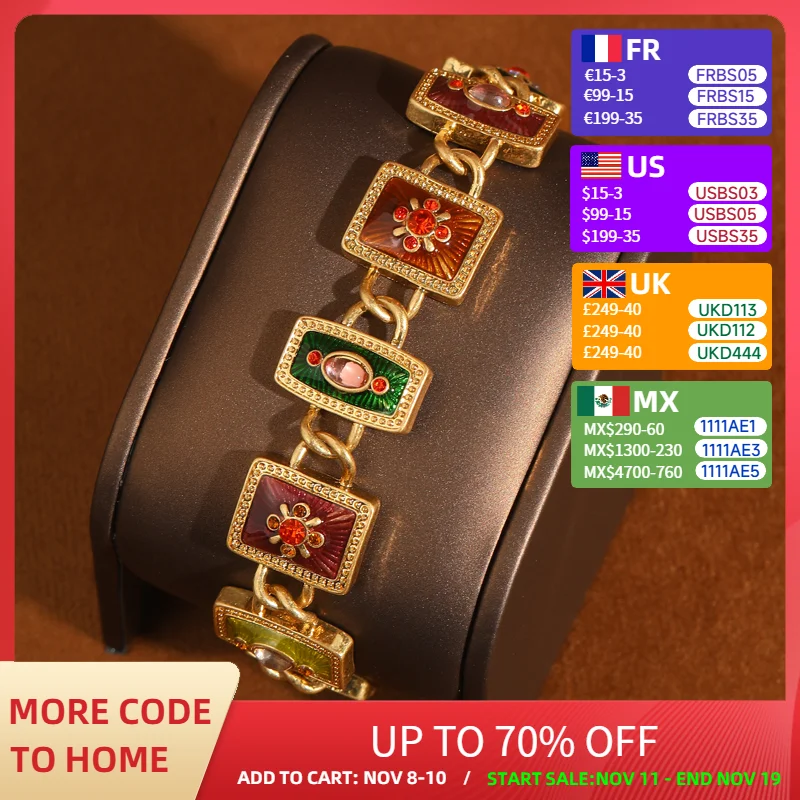 

Vintage Retro Square Carved Flower Bracelet Charm For Woman 18k Real Gold Plated Luxury Dubai Jewelry Designers Accessories 2025