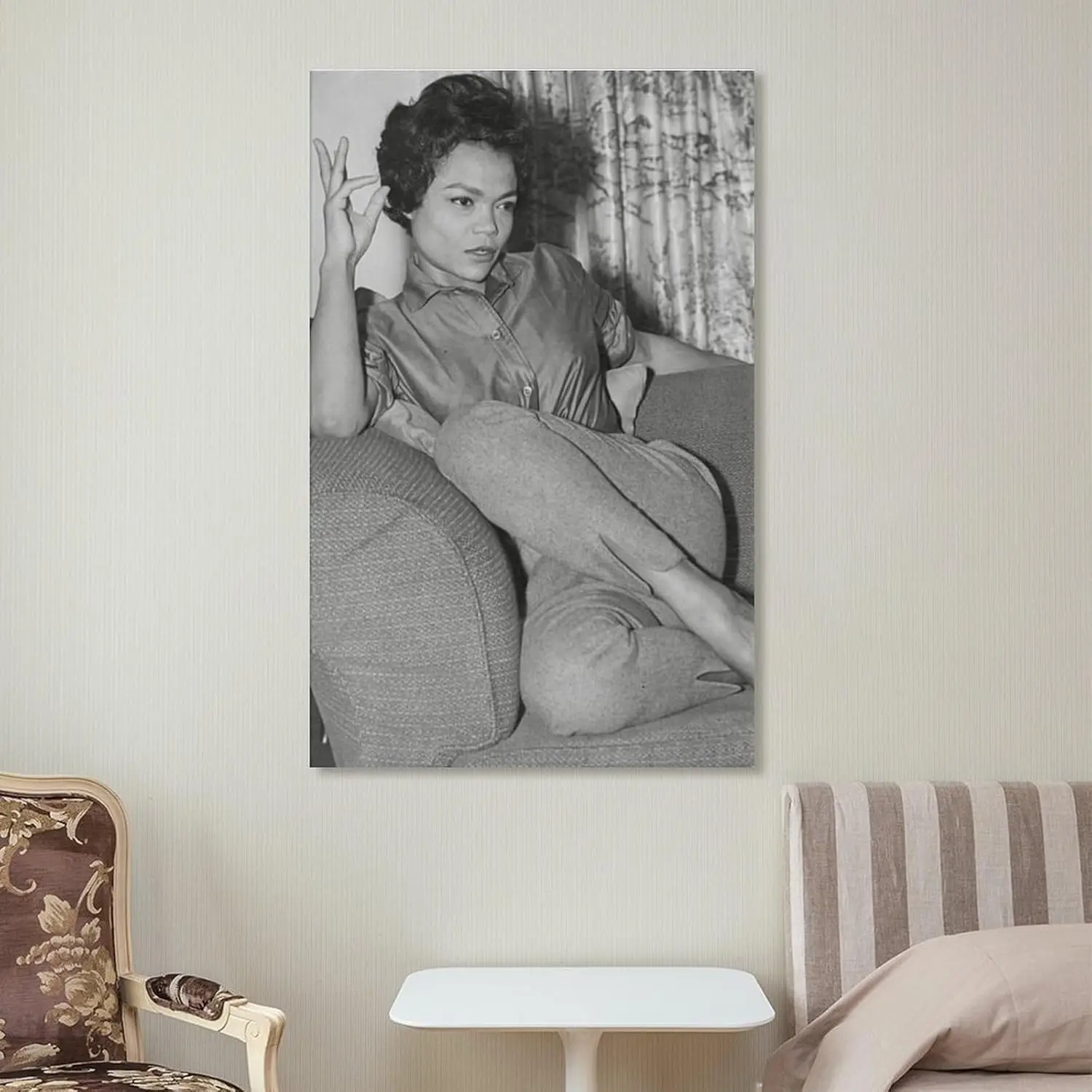 ملصق مطبوع عتيق باللونين الأبيض والأسود من Eartha Kitt (2) أعمال فنية من القماش ملصق غرفة جمالية جدار الفن يطبع المنزل الحديث