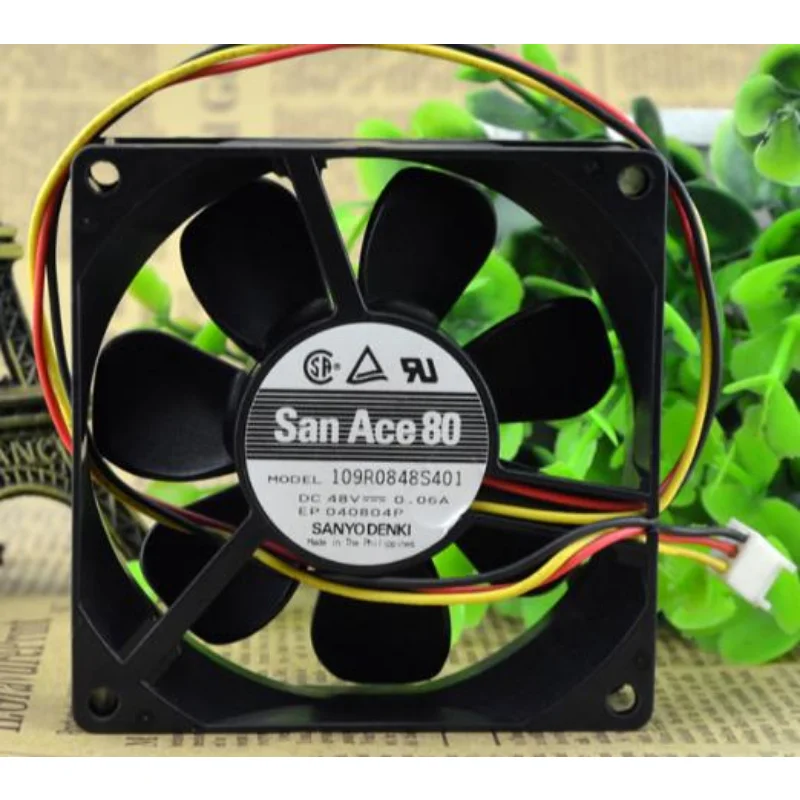 New CPU Fan for SANYO 109R0848S401 48V 0.06A 8025 8cm Server Cooling Fan 80x80x25mm