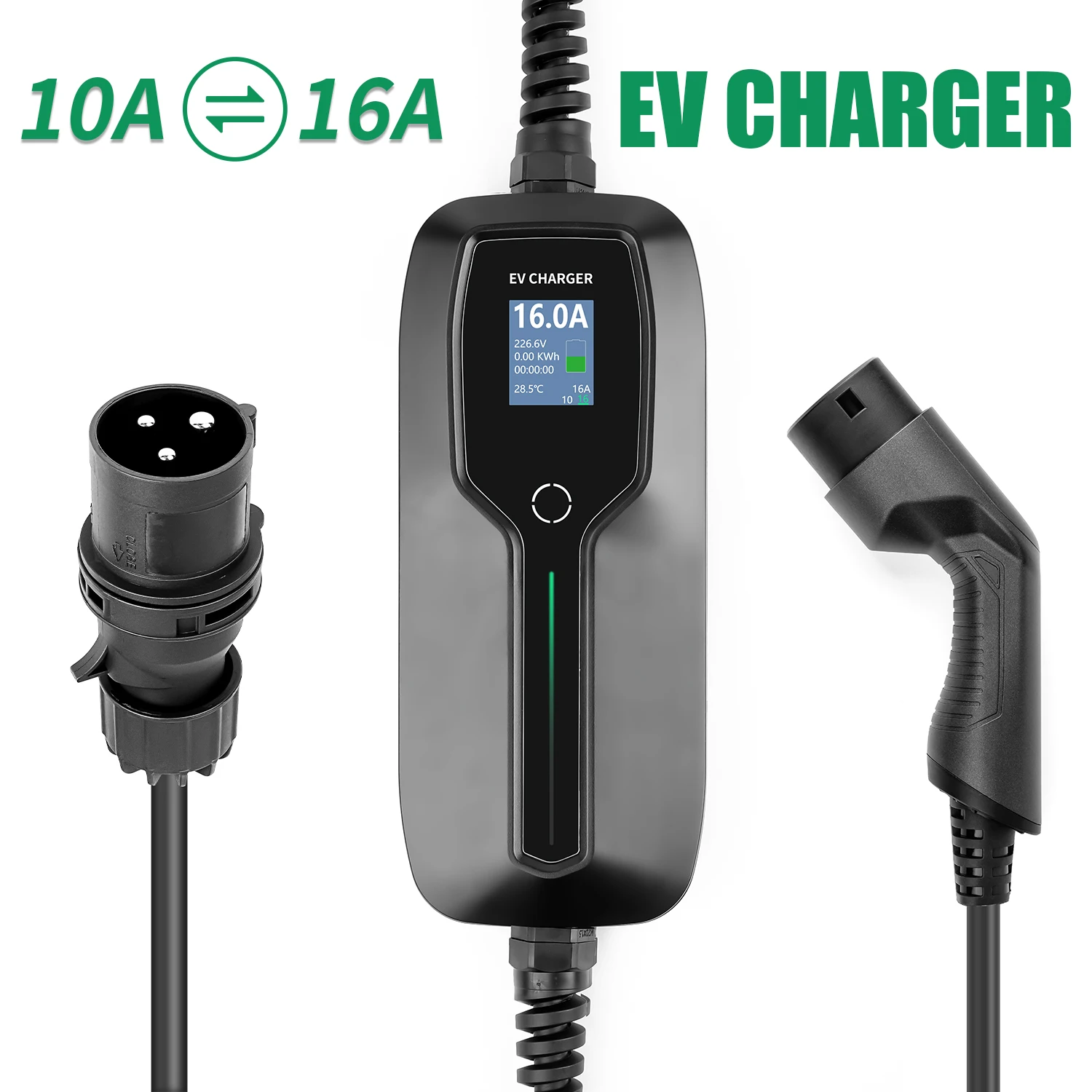 EV Charger Type 2 10/16A Switchable Portable EVSE EV Charging Box Cable IEC 62196-2 Electric Vehicle Car Charger for Tesla