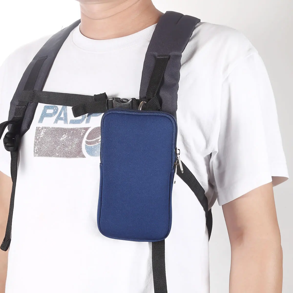 

Neckband mobile phone zipper bag, belt, waist bag, diving material, multi-functional protective case