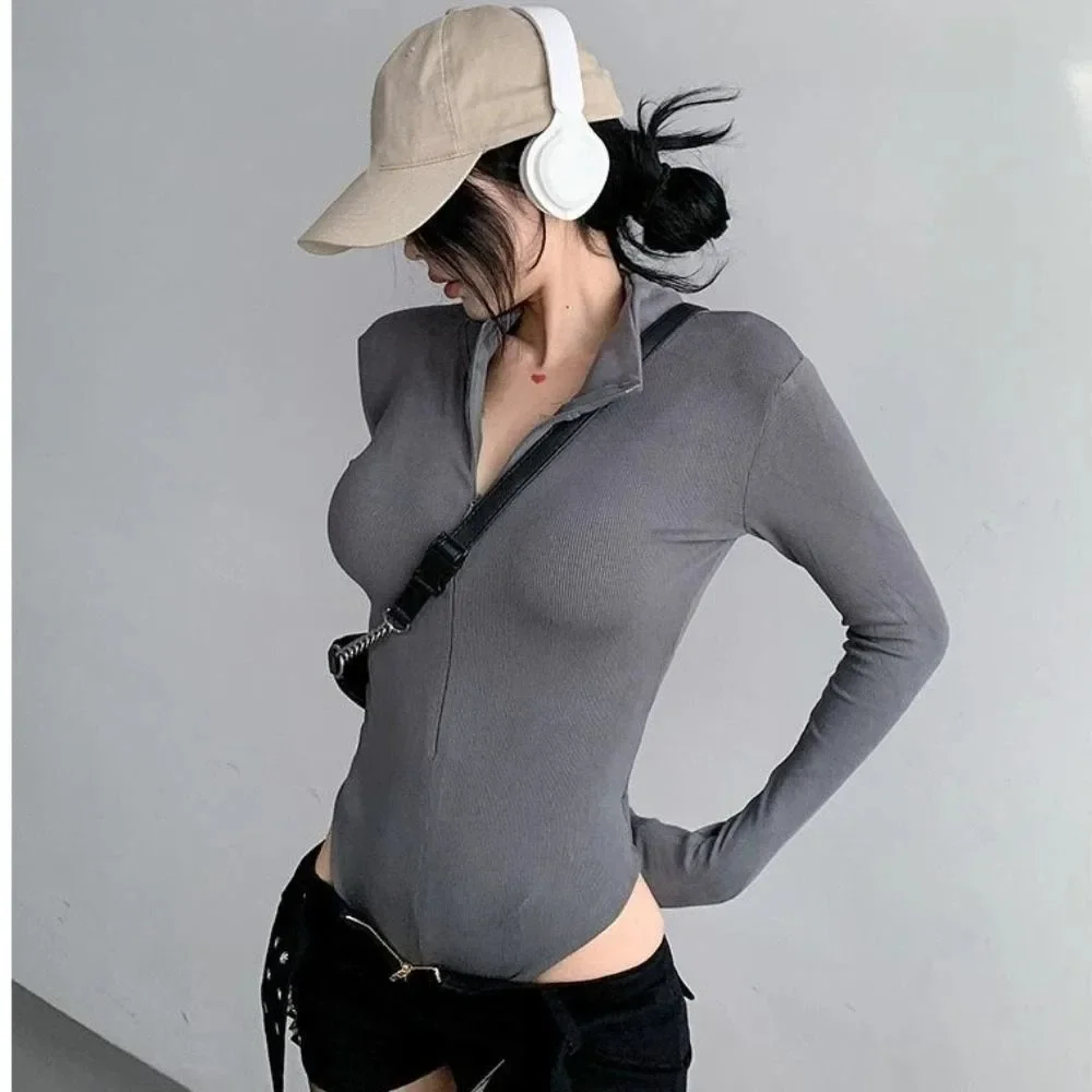 

High Elastic Underwear Slim Fit Shapewear Stand Collar Zipper Yoga Jumpsuit Bottoming Shirt Long Sleeve Slimmer Body Shapers Gym