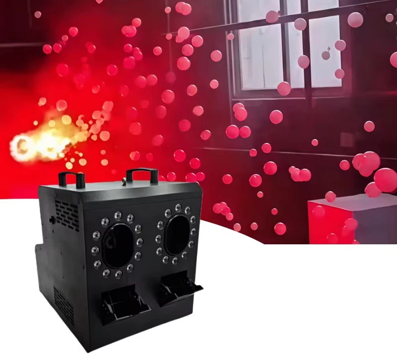 

2 Head RGBW LED 4-in-1 Fog & Bubble Machine with DMX Control Remote Metal Construction for Wedding Parties & Music Stages