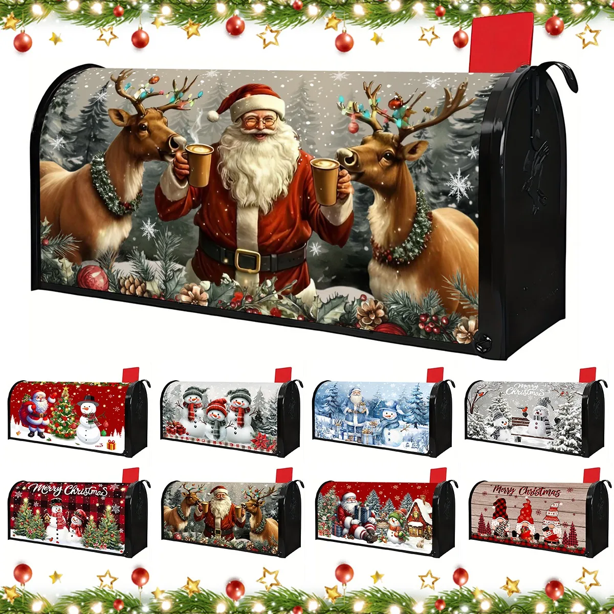 Christmas Mailbox Cover Merry Christmas Decoration 2025 Xmas Santa Claus Decorative Mail Wraps Navidad Natal New Year 2026 Gift